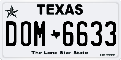 TX license plate DOM6633