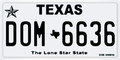 TX license plate DOM6636