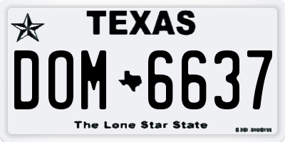 TX license plate DOM6637