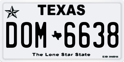 TX license plate DOM6638