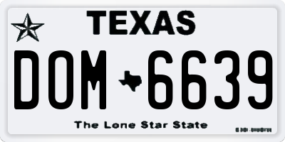 TX license plate DOM6639