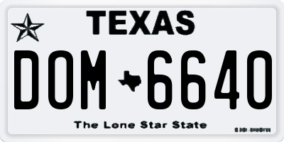 TX license plate DOM6640