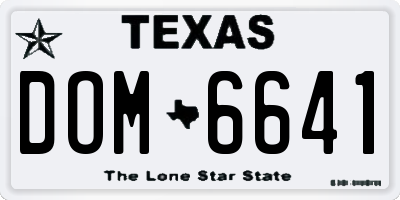 TX license plate DOM6641