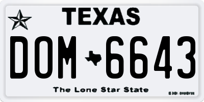 TX license plate DOM6643