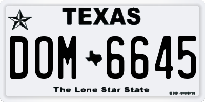 TX license plate DOM6645