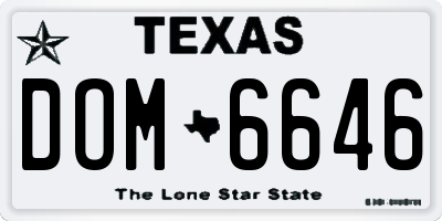 TX license plate DOM6646
