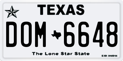 TX license plate DOM6648
