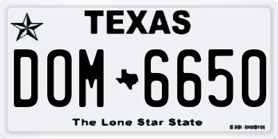 TX license plate DOM6650
