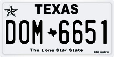 TX license plate DOM6651
