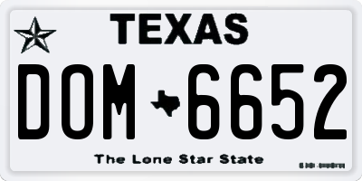 TX license plate DOM6652