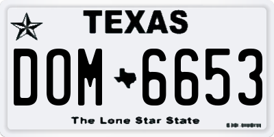 TX license plate DOM6653