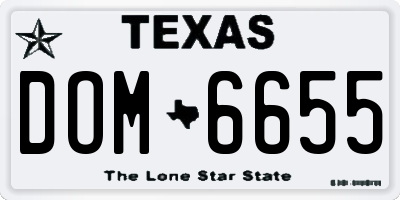 TX license plate DOM6655