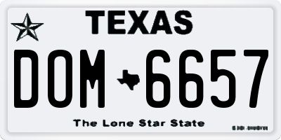 TX license plate DOM6657