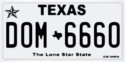 TX license plate DOM6660