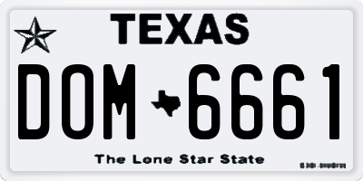 TX license plate DOM6661