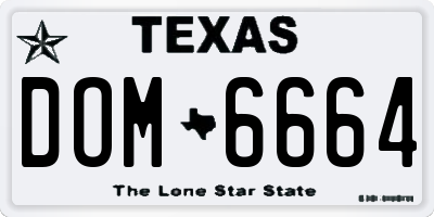 TX license plate DOM6664