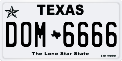 TX license plate DOM6666