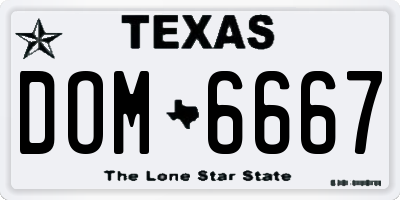 TX license plate DOM6667