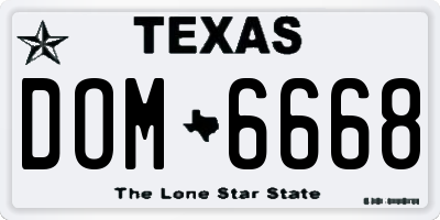 TX license plate DOM6668