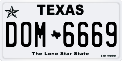 TX license plate DOM6669