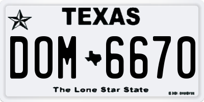 TX license plate DOM6670