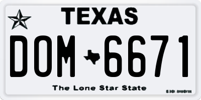 TX license plate DOM6671