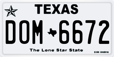 TX license plate DOM6672