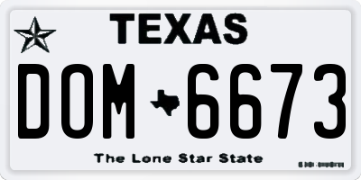 TX license plate DOM6673