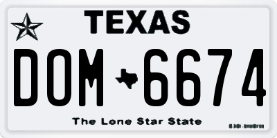 TX license plate DOM6674