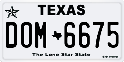 TX license plate DOM6675