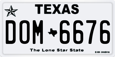 TX license plate DOM6676