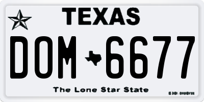 TX license plate DOM6677