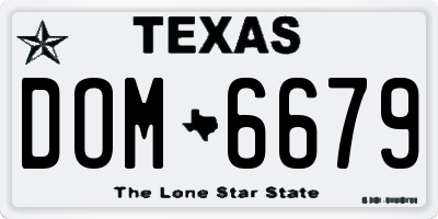 TX license plate DOM6679