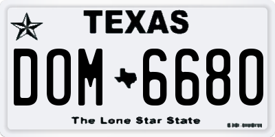 TX license plate DOM6680