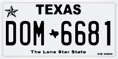 TX license plate DOM6681