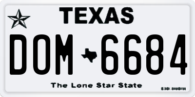 TX license plate DOM6684