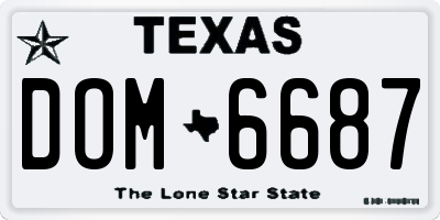 TX license plate DOM6687