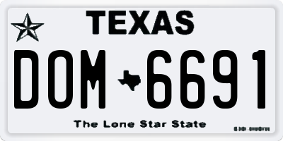 TX license plate DOM6691