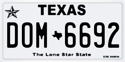 TX license plate DOM6692