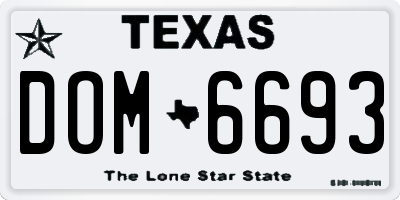 TX license plate DOM6693