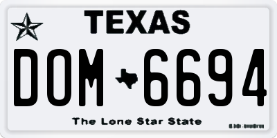 TX license plate DOM6694