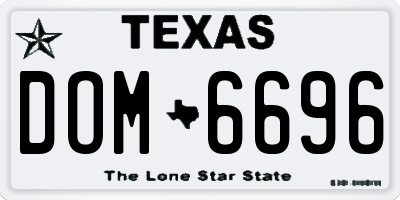 TX license plate DOM6696