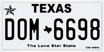 TX license plate DOM6698