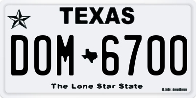 TX license plate DOM6700
