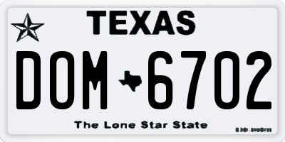 TX license plate DOM6702