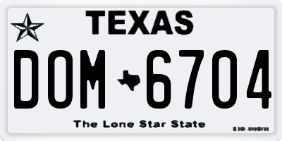 TX license plate DOM6704