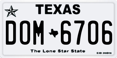 TX license plate DOM6706