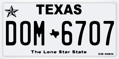 TX license plate DOM6707