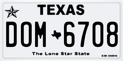 TX license plate DOM6708