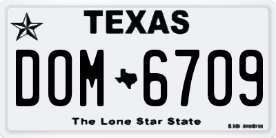 TX license plate DOM6709